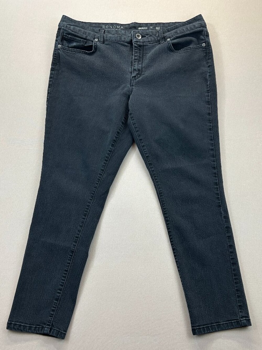 Sonoma Skinny Jeans Womens Size 16S Black Denim Mid Rise Stretch